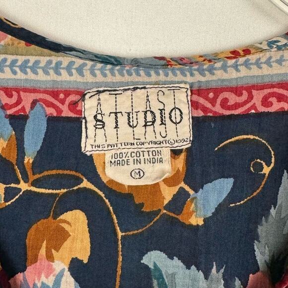 Vtg Atlast Studio Boho Floral Button Up Top Flare Skirt Set Women Medium - Picture 9 of 14